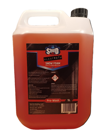 Squid Ink Alkafroth alkaline snow foam 5 litres trade bulk with white background