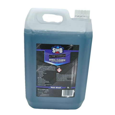 Squid Ink Blue Lagoon v2 wheel cleaner 5L trade bulk with white background
