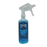 Squid de-icer fluid bottle with spray nozzle on a white background